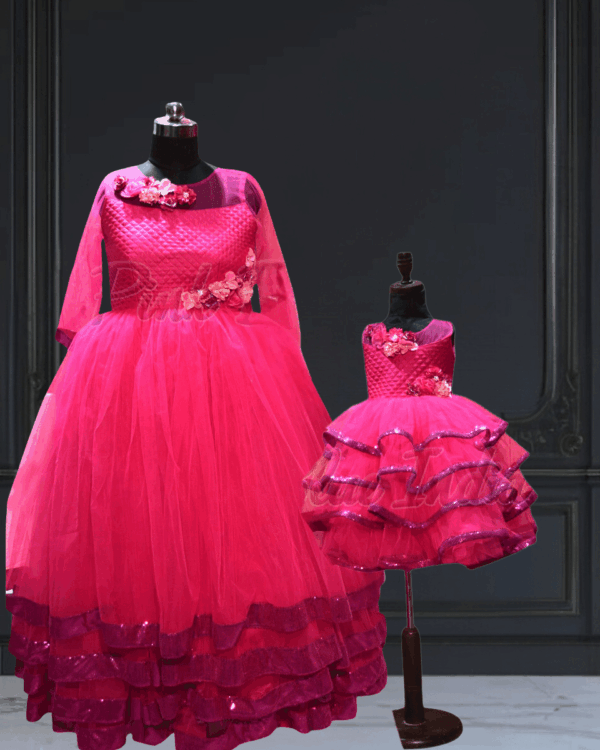 Mother daughter floral coordinated outfit stylish combo by Pink Blue India