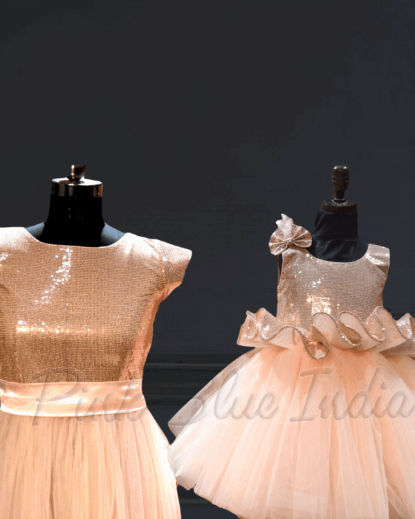 Mother daughter coordinated evening gowns stylish combo by Pink Blue India