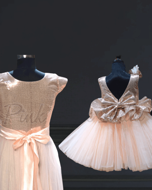 Mother daughter matching evening gowns elegant party wear by Pink Blue India