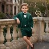 Baby boy dark green velvet blazer with shorts and bow tie for wedding birthday party kids gift