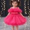 Hot pink tutu baby girl dress frock, birthday party outfit for kids