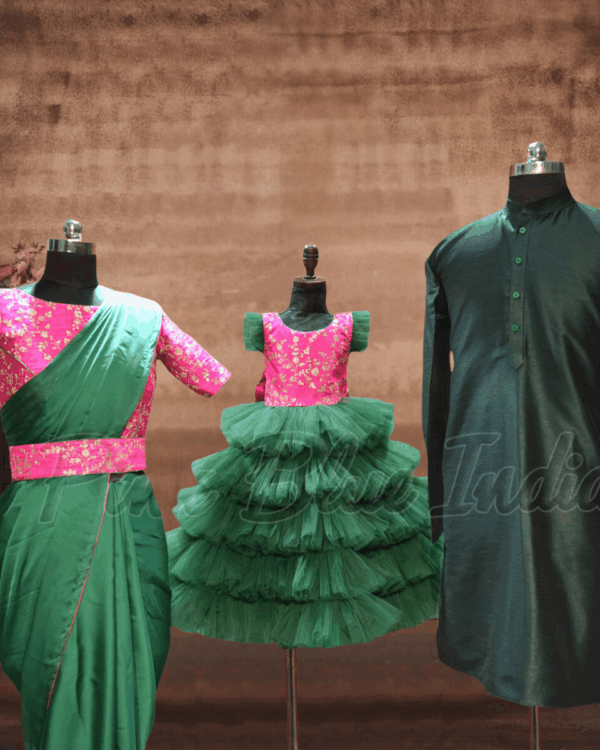Indian family matching outfits for wedding ceremony
