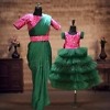 Mother daughter coordinated gown set family festive party wear elegant outfit