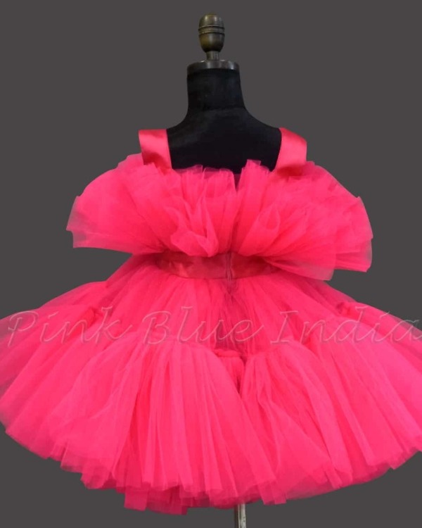 Baby girl pink party frock for birthday celebration elegant cute outfit