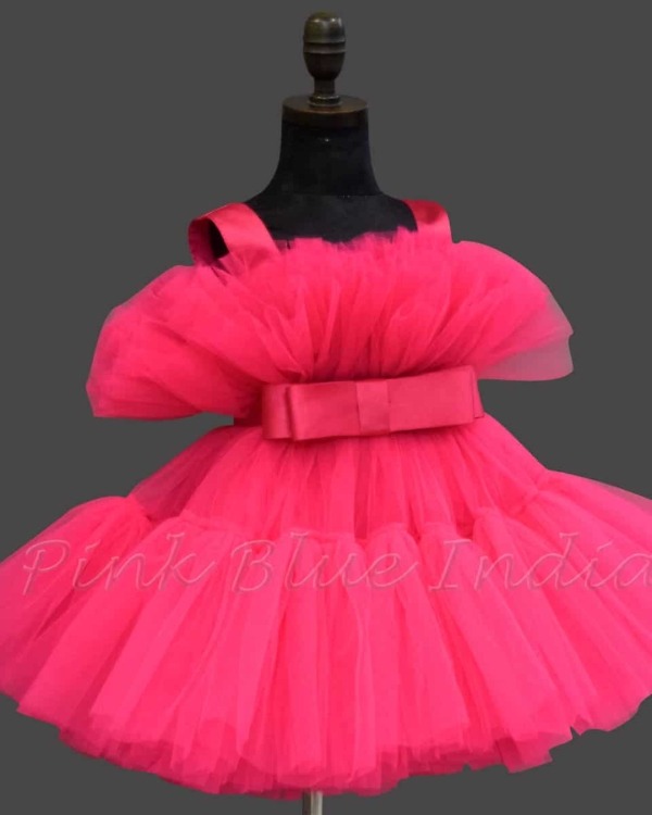 Pink party wear frock for baby girl birthday celebration cute stylish outfit