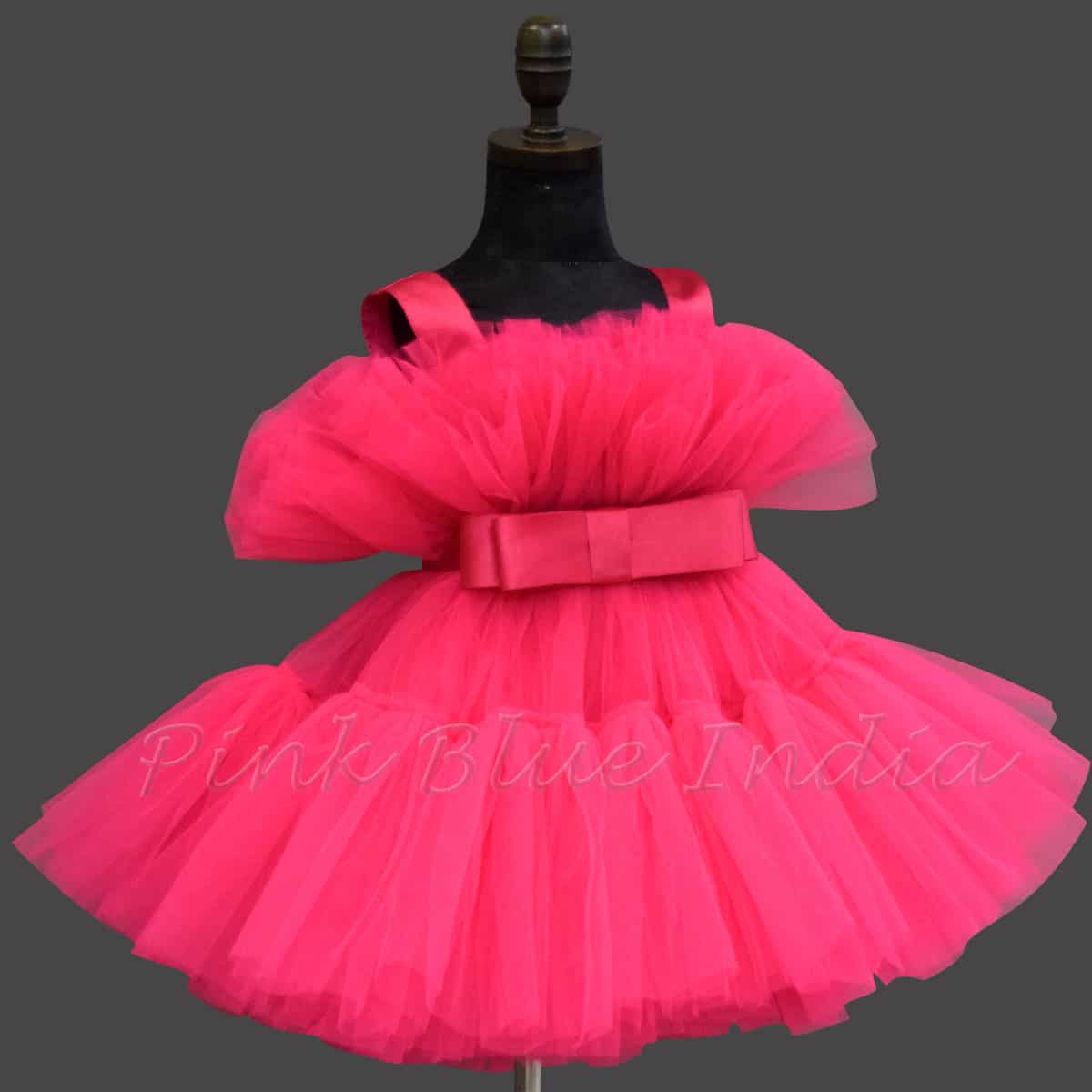 Pink party wear frock for baby girl birthday celebration cute stylish outfit