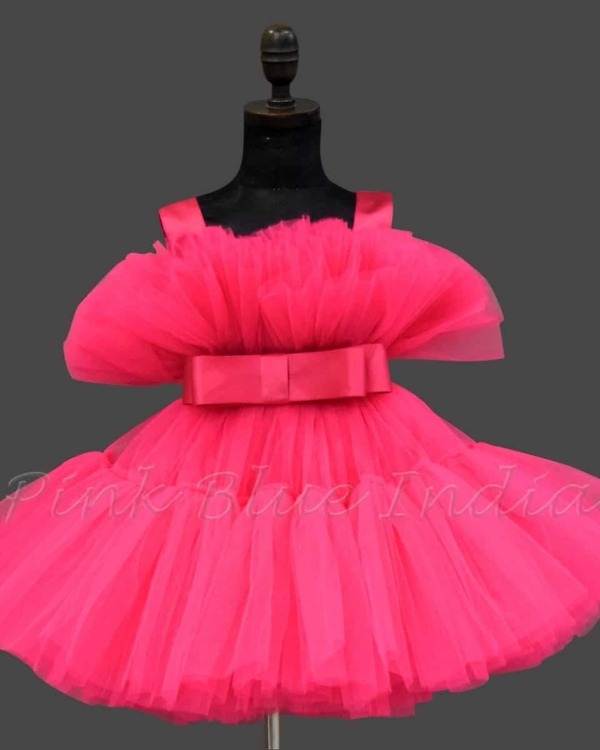Stylish pink frock for baby girl birthday party cute elegant dress outfit