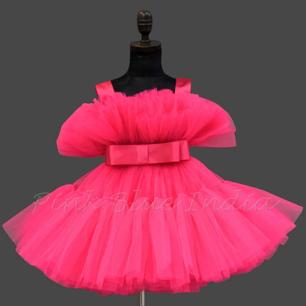 Stylish pink frock for baby girl birthday party cute elegant dress outfit