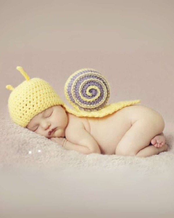 Yellow grey snail photo prop for newborn baby, cute outfit for photoshoot