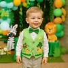 Jungle embroidered jacket set for baby boy, stylish outfit for birthday and special occasions