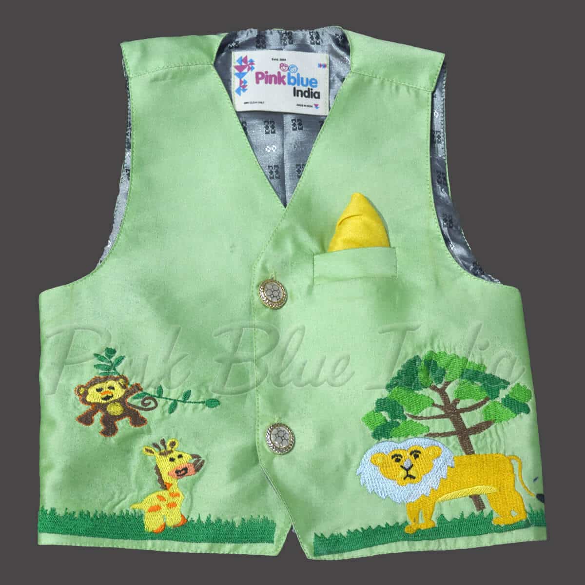 Jungle embroidered jacket with shirt for baby boy, cute party wear for birthday celebration
