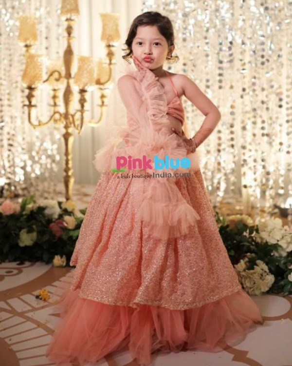 Halter neck crop top skirt set for girl party wear stylish festive outfit