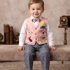 Kids boy peach pink car theme waistcoat with bow tie for first birthday party celebration gift
