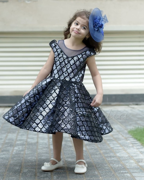 Stylish blue sequin gown for girls party wear birthday occasion