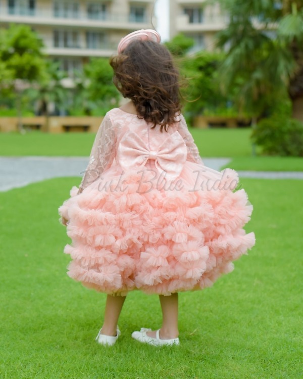 Layered ruffle gown for girls birthday party elegant long dress