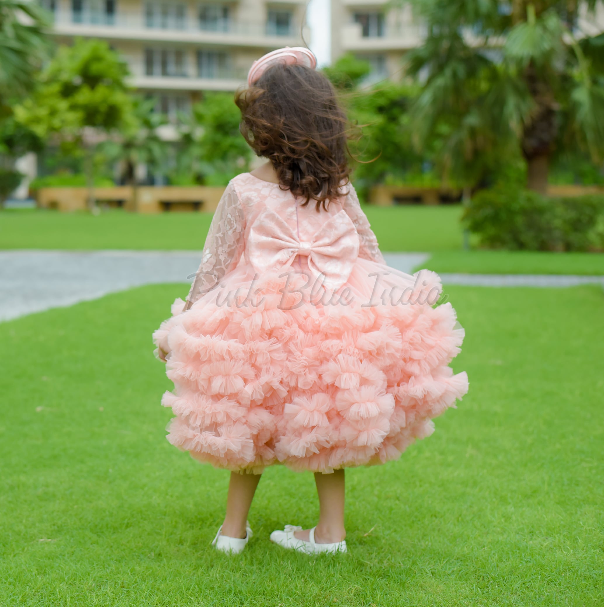 Layered ruffle gown for girls birthday party elegant long dress