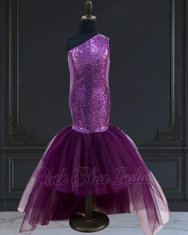 Mermaid birthday dress for girls front view stylish party wear