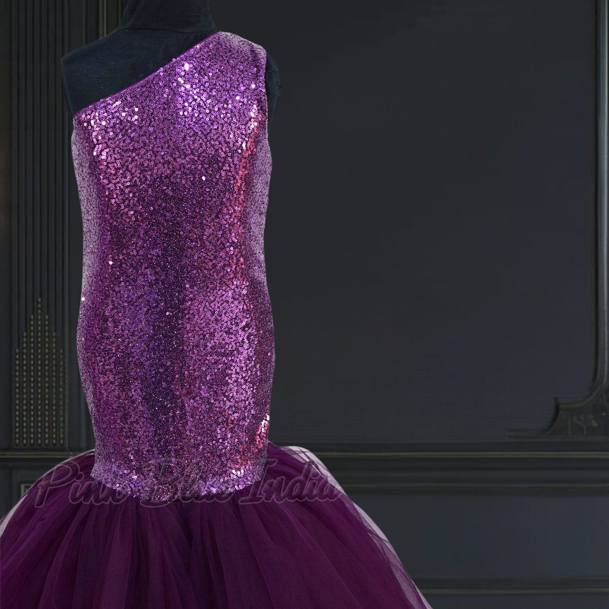 Mermaid birthday gown for girls side view ocean theme dress