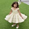 Yellow structured party gown for baby girls birthday special outfit