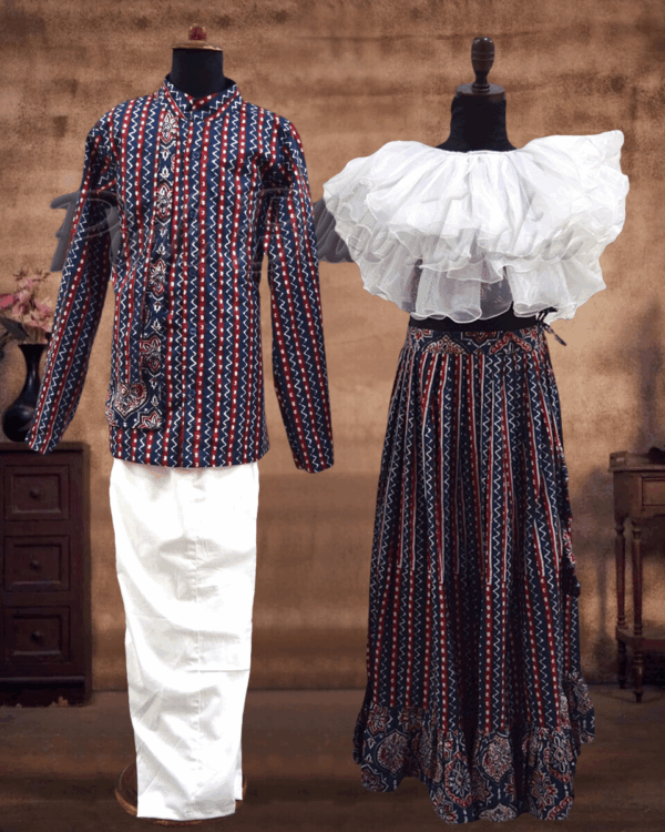 Brother sister traditional outfit combo for kids by Pink Blue India
