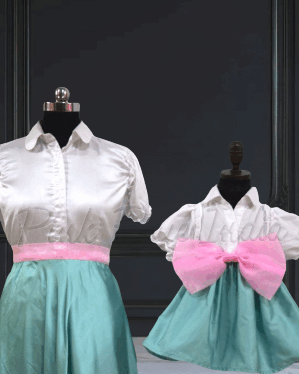 Mom daughter party frock matching outfit stylish dress set by Pink Blue India