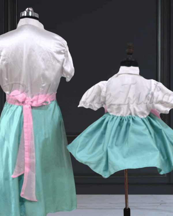 Mother daughter matching party wear frocks for special occasions by Pink Blue India