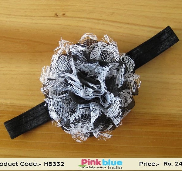 Black net flower hairband for newborn girl special occasions
