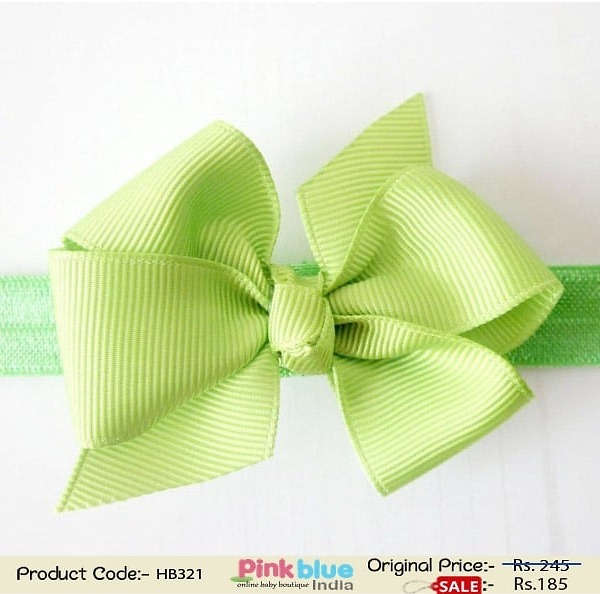 Green yellow floral hairband for toddler girls festive party styling