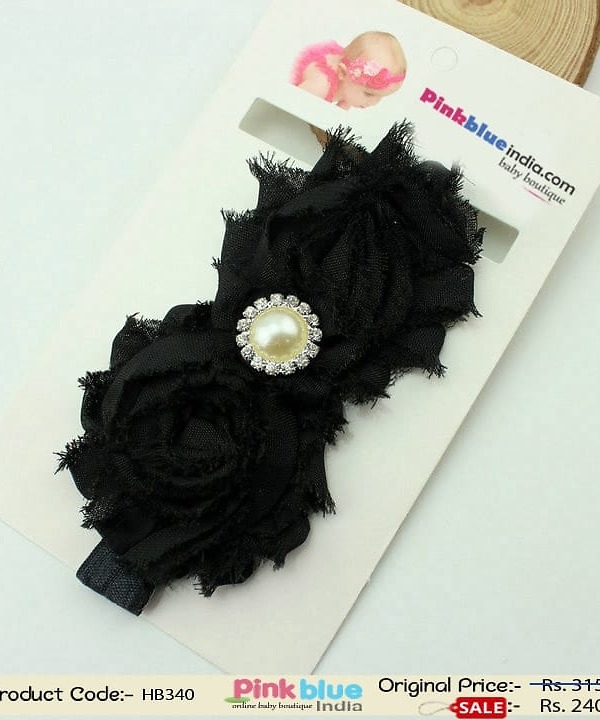 Elegant black baby headband for girls photoshoot and special occasion wear