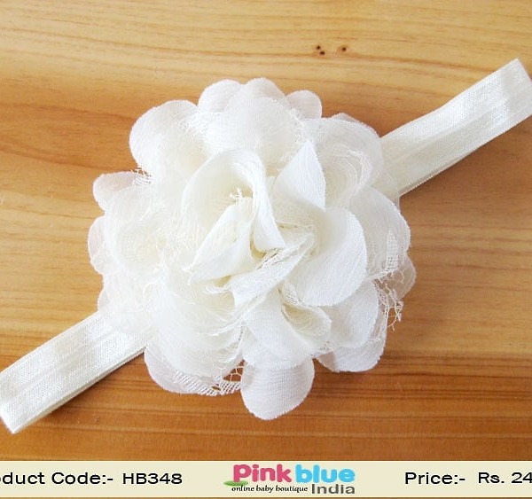 Off white rose net baby headband for newborn photography styling