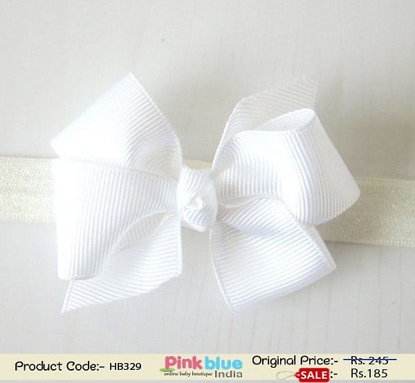 Off white baby girl hairband for wedding ceremonies and elegant styling