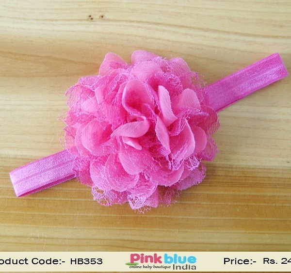 Magenta infant flower headband for baby girl festive photoshoots