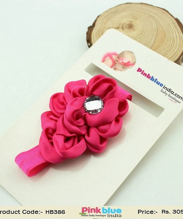 Magenta infant flower headband for baby girl party occasions