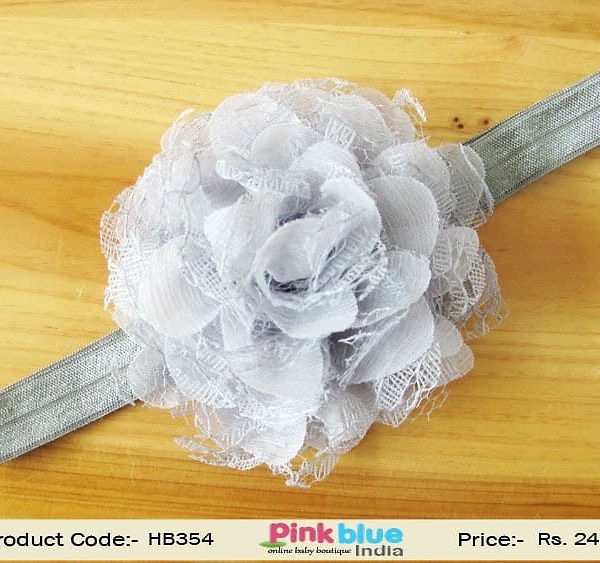 Grey flower toddler hairband for stylish birthday party styling