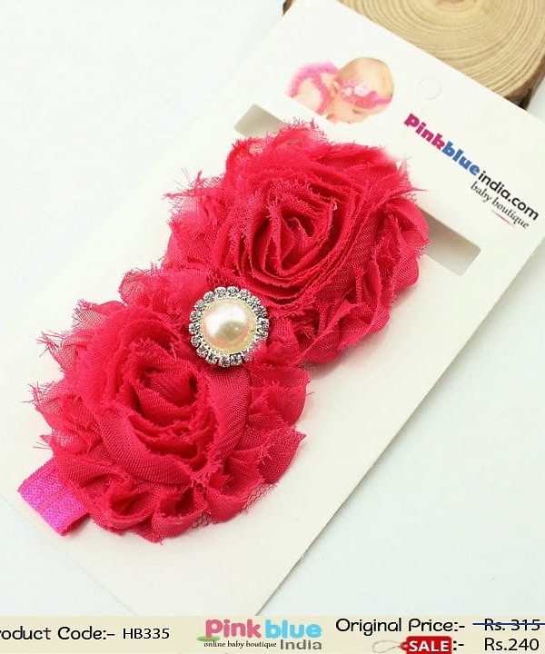 Hot pink baby girl hairband for party dresses and festive occasions