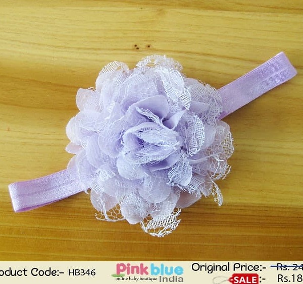 Lavender flower baby girl headband for birthday & festive party styling