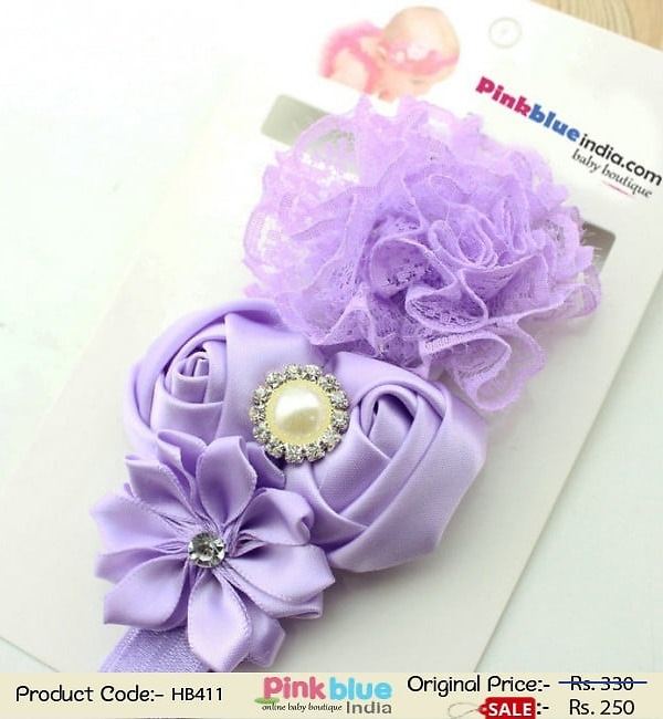 Red black infant flower headband for baby girl party occasions