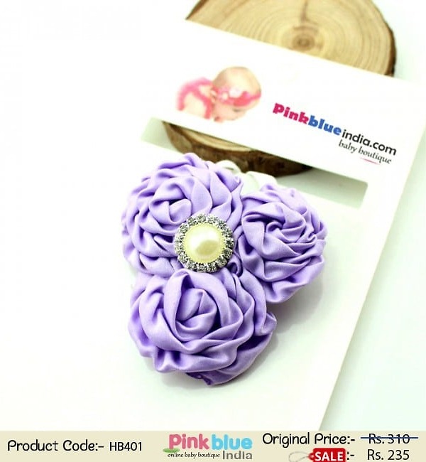 Lavender infant hairband for baby girl festive party dressing