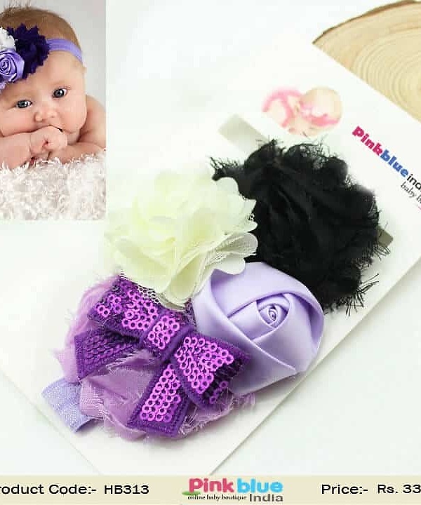 Lavender floral hairband for infant girls wedding and festive outfits