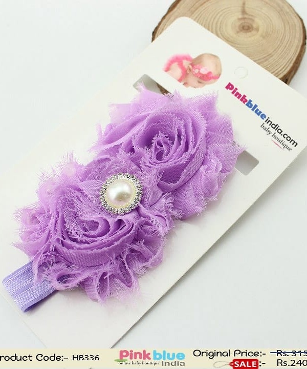 Lavender flower headband for infant girls cake smash and birthday wear
