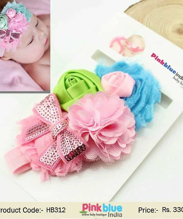 Pink baby girl headband for princess birthday and photoshoot styling