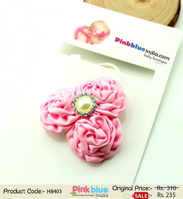 Pink flower toddler hairband for birthday celebration styling