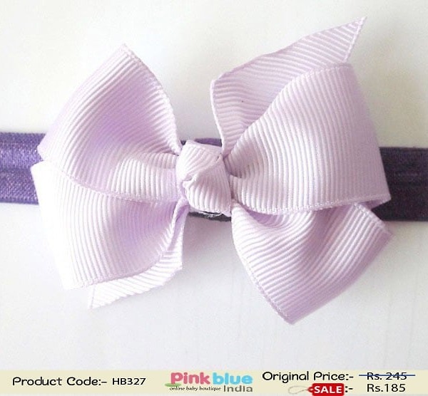 Purple bow hairband for infant girls birthday and special celebrations