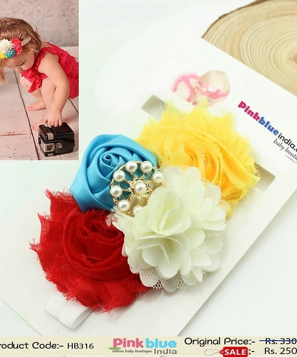 Rainbow flower toddler hairband for festive events and cute photoshoots