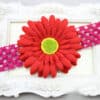 Red infant flower party headband for birthday celebrations