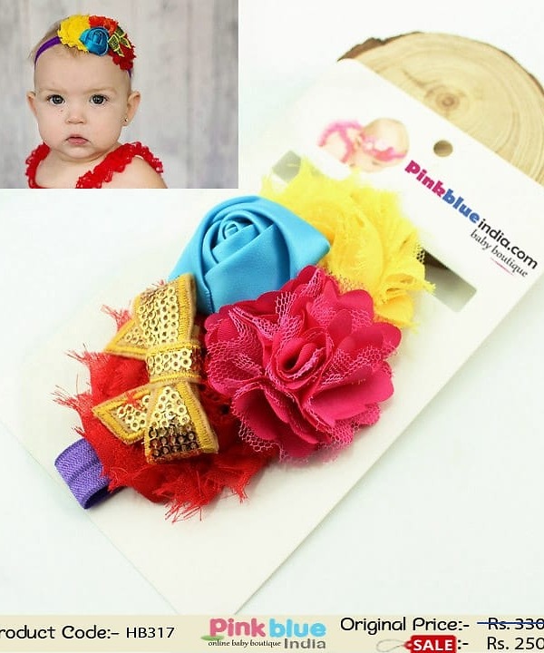 Colorful floral hairband for toddler girls festive and birthday fashion