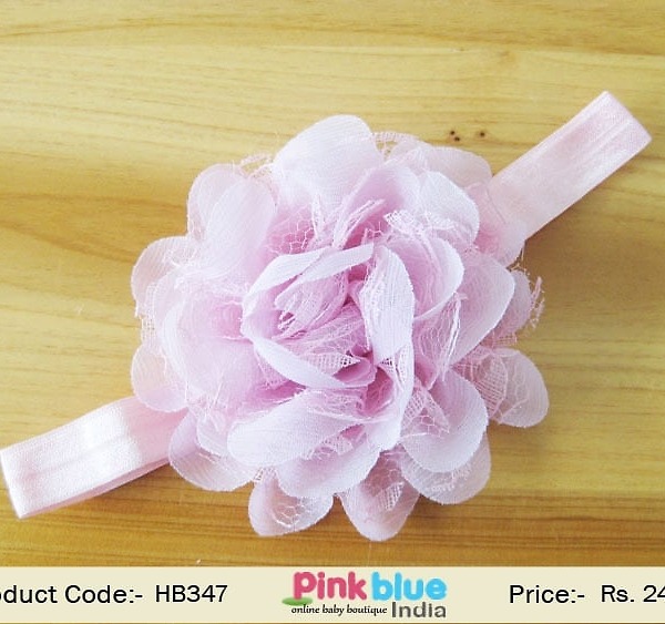 Pink rose flower toddler hairband for birthday and festive looks