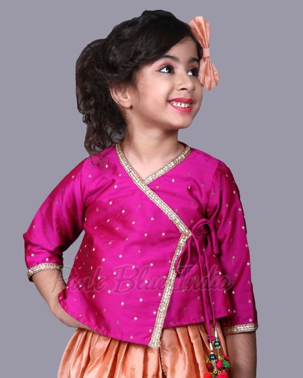 Angarkha style dress for kids wedding festive traditional outfit