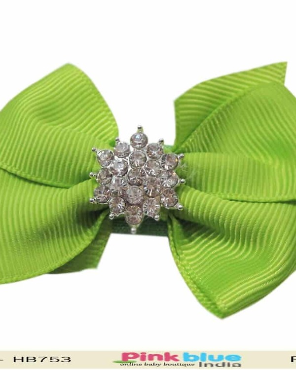 Green bow hairband for toddler girl party wear, fresh and stylish look