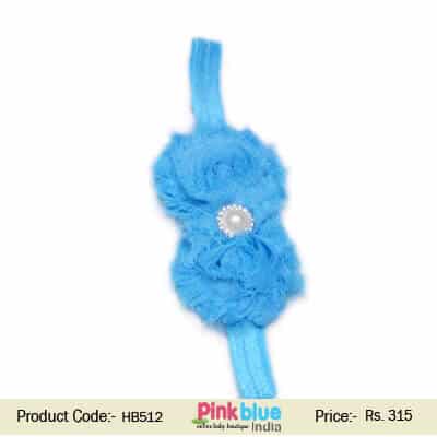 Sky blue toddler girl headband for birthday party, stylish and soft